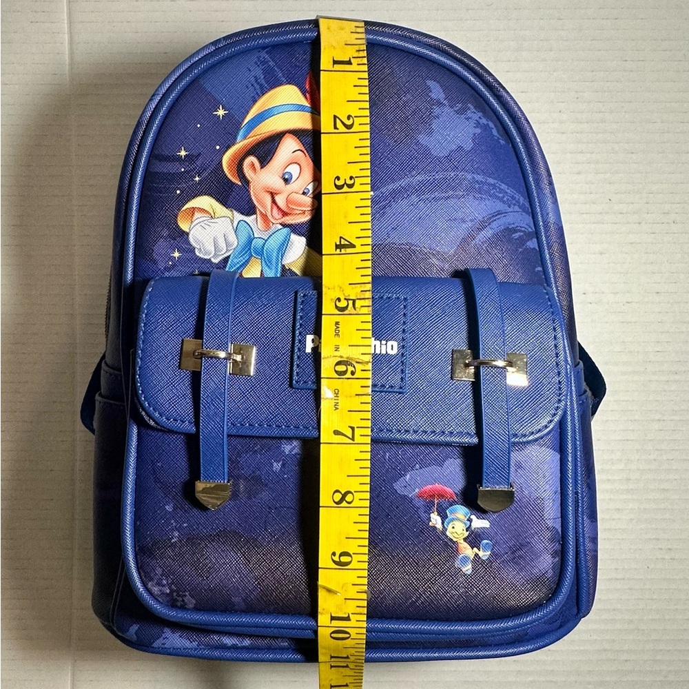 Disney Pinocchio‎ Purse Backpack 11″ Faux Leather Travel Blue Bag Jiminy Cricket - Picture 8 of 13